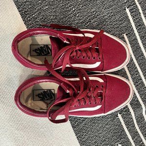 Burgundy Old School Vans Womens Size 8.5